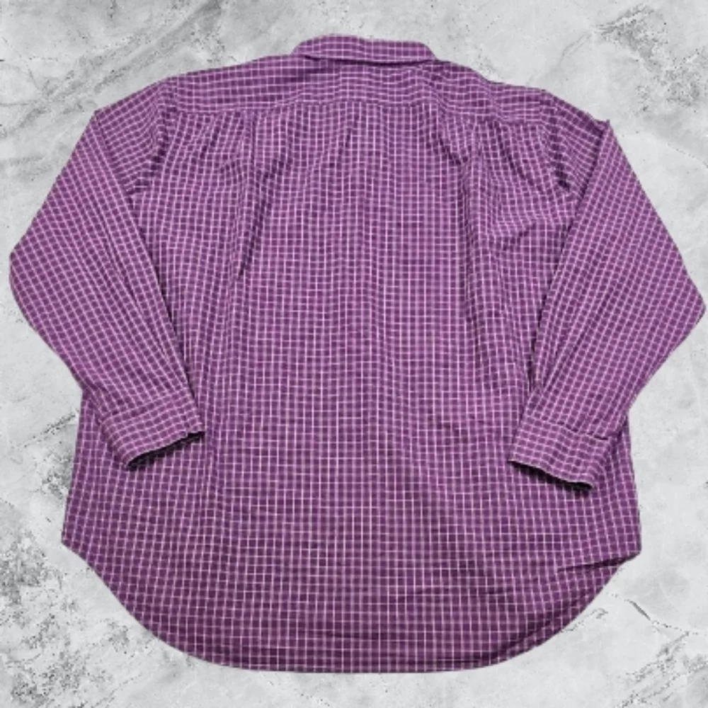 Polo by Ralph Lauren Men's 2XL Big Purple Checkered Button Up Dress Shirt‎